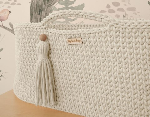 Kosz Mojżesza BOHO bawełniany Handmade z materacykiem - śmietanka Kosz Mojżesza BOHO bawełniany Handmade z materacykiem - śmietanka