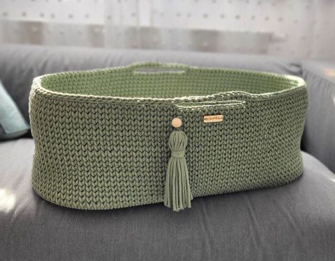 Kosz Mojżesza BOHO bawełniany Handmade z materacykiem - szałwia Kosz Mojżesza BOHO bawełniany Handmade z materacykiem - szałwia