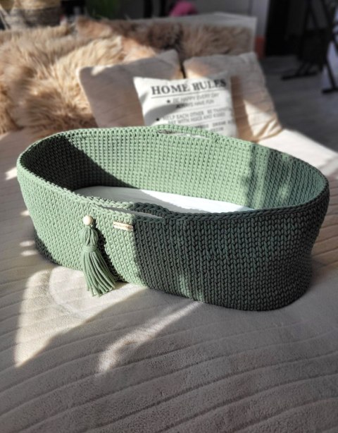 Kosz Mojżesza BOHO bawełniany Handmade z materacykiem - szałwia Kosz Mojżesza BOHO bawełniany Handmade z materacykiem - szałwia
