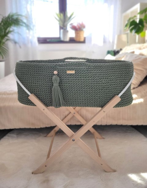 Kosz Mojżesza BOHO bawełniany Handmade z materacykiem - szałwia Kosz Mojżesza BOHO bawełniany Handmade z materacykiem - szałwia