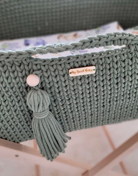 Kosz Mojżesza BOHO bawełniany Handmade z materacykiem - szałwia Kosz Mojżesza BOHO bawełniany Handmade z materacykiem - szałwia