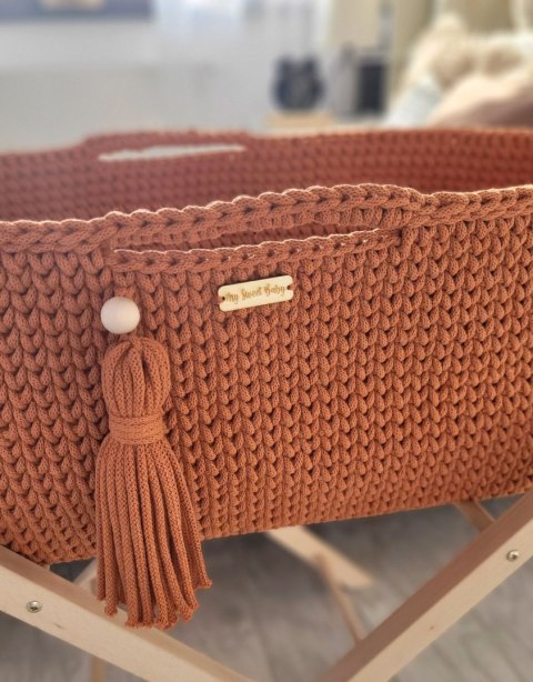 Kosz Mojżesza BOHO bawełniany Handmade z materacykiem - terracotta Kosz Mojżesza BOHO bawełniany Handmade z materacykiem - terracotta
