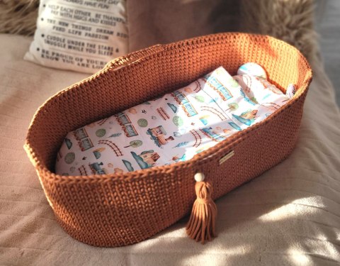 Kosz Mojżesza BOHO bawełniany Handmade z materacykiem - terracotta Kosz Mojżesza BOHO bawełniany Handmade z materacykiem - terracotta
