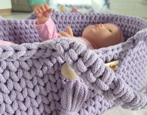 Kosz Mojżesza BOHO bawełniany- nosidełko dla lalek - fioletowy Kosz Mojżesza BOHO bawełniany- nosidełko dla lalek - fioletowy