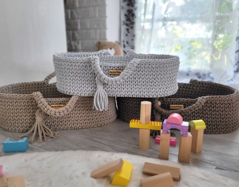 Kosz Mojżesza BOHO bawełniany- nosidełko dla lalek - jasny szary Kosz Mojżesza BOHO bawełniany- nosidełko dla lalek - jasny szary