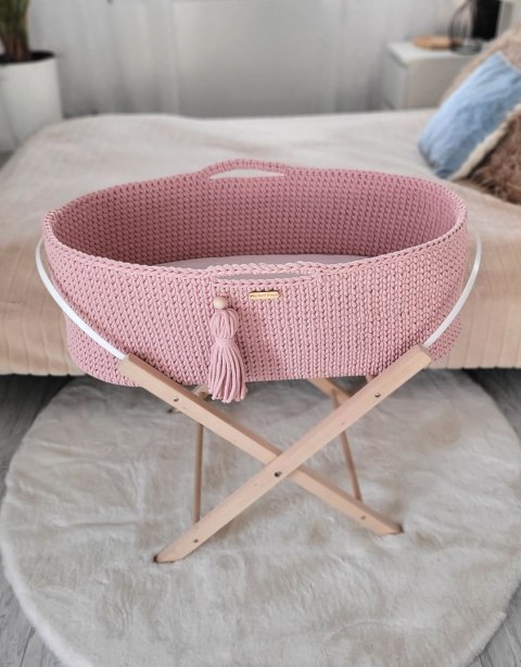 Kosz Mojżesza BOHO Handmade ze stojakiem - pastel pink Kosz Mojżesza BOHO Handmade ze stojakiem - pastel pink