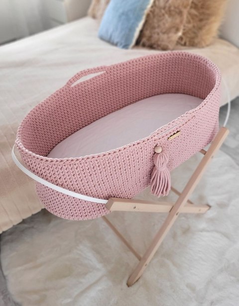 Kosz Mojżesza BOHO Handmade ze stojakiem - pastel pink Kosz Mojżesza BOHO Handmade ze stojakiem - pastel pink