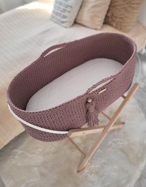 Kosz Mojżesza BOHO bawełniany Handmade z materacykiem - mauve Kosz Mojżesza BOHO bawełniany Handmade z materacykiem - mauve
