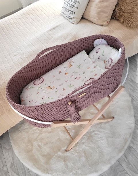 Kosz Mojżesza BOHO bawełniany Handmade z materacykiem - mauve Kosz Mojżesza BOHO bawełniany Handmade z materacykiem - mauve