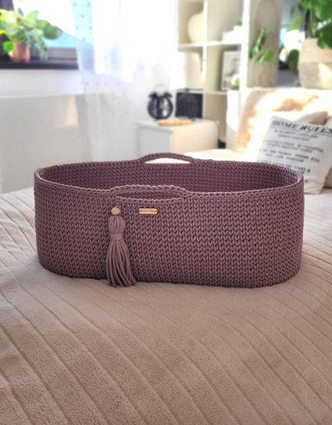 Kosz Mojżesza BOHO bawełniany Handmade z materacykiem - mauve Kosz Mojżesza BOHO bawełniany Handmade z materacykiem - mauve