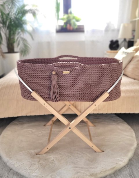 Kosz Mojżesza BOHO bawełniany Handmade z materacykiem - mauve Kosz Mojżesza BOHO bawełniany Handmade z materacykiem - mauve