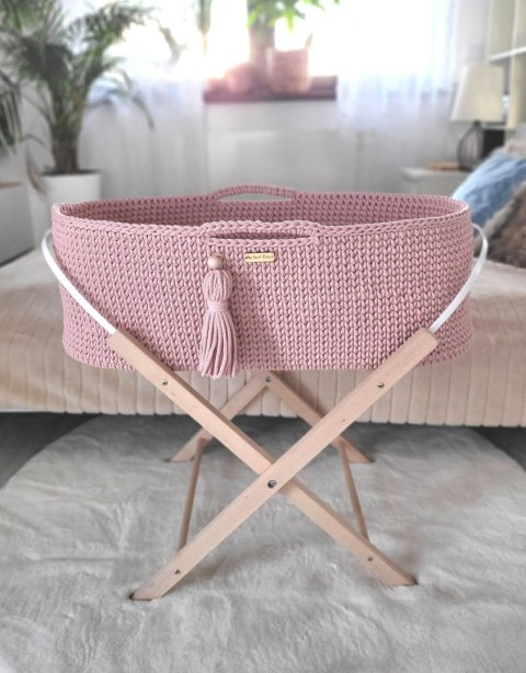 Kosz Mojżesza BOHO bawełniany Handmade z materacykiem - pastel pink Kosz Mojżesza BOHO bawełniany Handmade z materacykiem - pastel pink