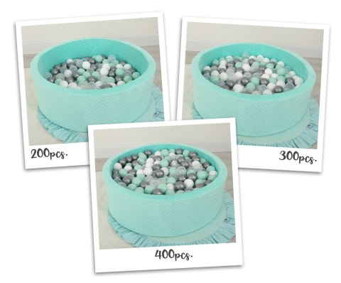 Suchy basen minky H-30 cm z piłkami 300szt. - miętowy Suchy basen minky H-30 cm z piłkami 300szt. - miętowy