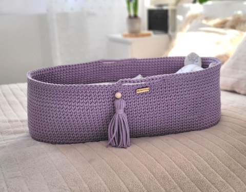Kosz Mojżesza BOHO bawełniany Handmade z materacykiem - lila Kosz Mojżesza BOHO bawełniany Handmade z materacykiem - lila