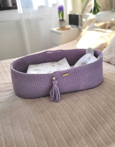 Kosz Mojżesza BOHO bawełniany Handmade z materacykiem - lila Kosz Mojżesza BOHO bawełniany Handmade z materacykiem - lila