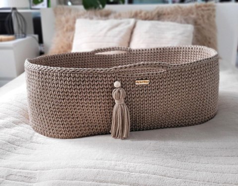 Kosz Mojżesza BOHO bawełniany Handmade z materacykiem - sand Kosz Mojżesza BOHO bawełniany Handmade z materacykiem - sand