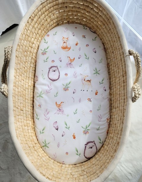 Prześcieradło bawełniane do kosza Mojżesza Boho wózka gondoli 75x35 cm - Leśna dellikatność Prześcieradło bawełniane do kosza Mojżesza Boho wózka gondoli 75x35 cm - Leśna dellikatność
