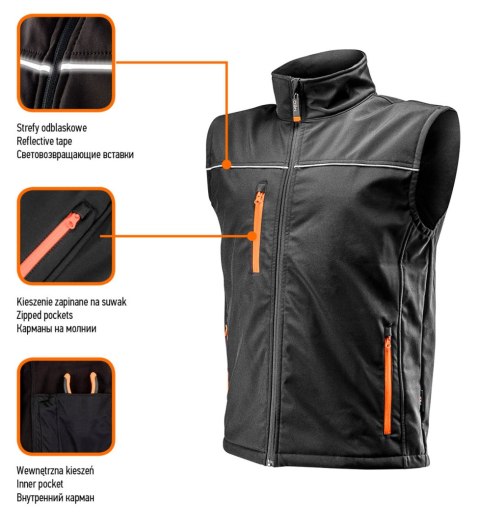 Bezrękawnik roboczy softshell, rozmiar XL Bezrękawnik roboczy softshell, rozmiar XL