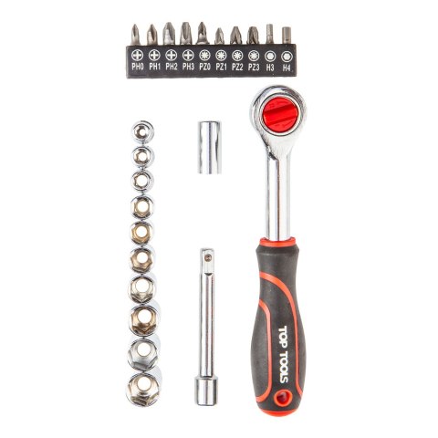 Zestaw kluczy nasadowych 1/4", 23 szt. Zestaw kluczy nasadowych 1/4", 23 szt.