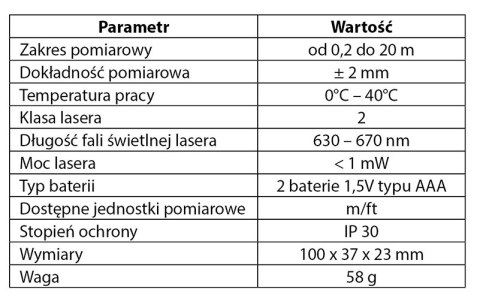 Dalmierz laserowy, zasięg 20 m Dalmierz laserowy, zasięg 20 m