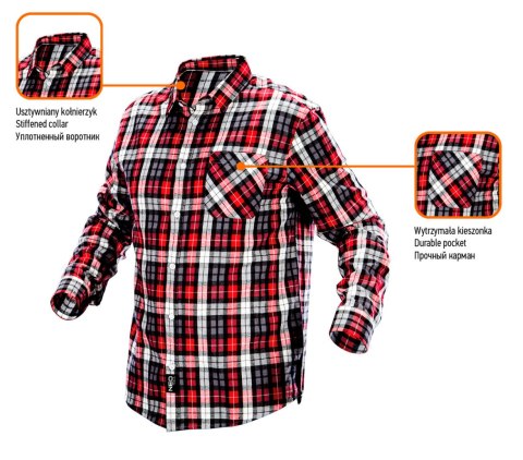 Koszula flanelowa krata czerwono-czarno-biała, rozmiar XL Koszula flanelowa krata czerwono-czarno-biała, rozmiar XL