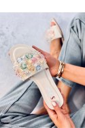 Sandał Klapki z kolorowymi kamieniami ESTRADA BEIGE - Inello Inello