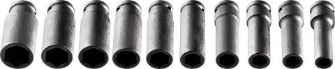 Nasadki udarowe 1/2", 10-24 mm, zestaw 10 szt., CrMo Nasadki udarowe 1/2", 10-24 mm, zestaw 10 szt., CrMo