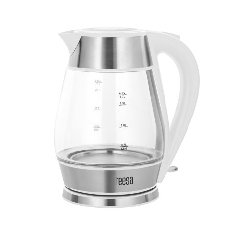Czajnik elektryczny TEESA, szklany + inox, 2200 W, biały, 1,7 L Czajnik elektryczny TEESA, szklany + inox, 2200 W, biały, 1,7 L