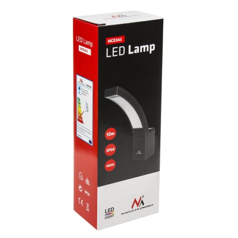 Lampa elewacyjna LED Maclean, 800lm, IP54, 10W, barwa naturalna biała (4000K), kolor czarny, MCE343 B Lampa elewacyjna LED Maclean, 800lm, IP54, 10W, barwa naturalna biała (4000K), kolor czarny, MCE343 B
