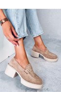Mokasyny na obcasie CONIFF KHAKI - Inello Inello