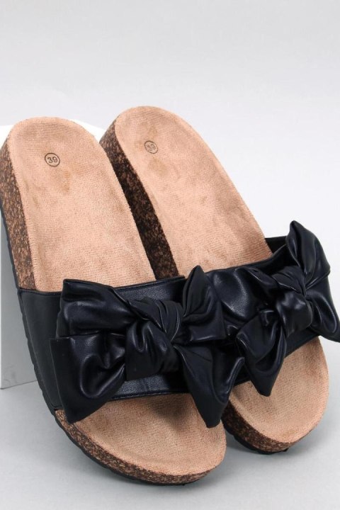 Sandał Klapki korkowe z kokardą BUSSI BLACK - Inello Inello Sandał Klapki korkowe z kokardą BUSSI BLACK - Inello Inello