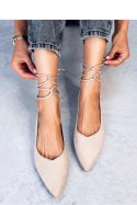 Wiązane baleriny z odkrytą piętą PIRSON BEIGE - Inello Inello