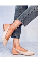 Wiązane baleriny z odkrytą piętą PIRSON BEIGE - Inello Inello