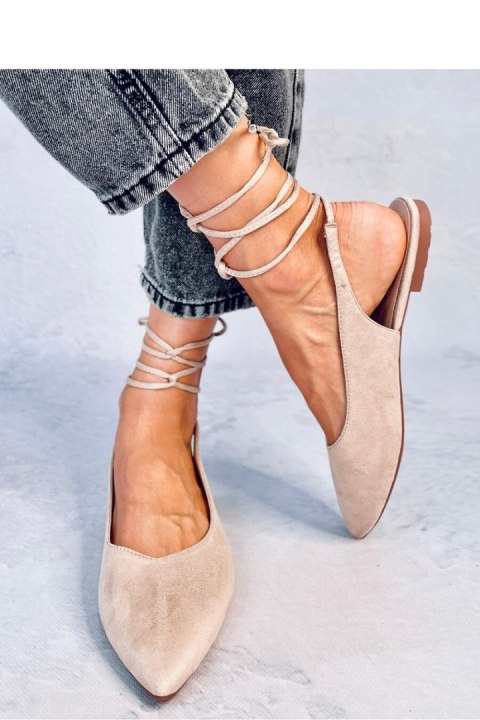 Wiązane baleriny z odkrytą piętą PIRSON BEIGE - Inello Inello Wiązane baleriny z odkrytą piętą PIRSON BEIGE - Inello Inello