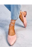 Wiązane baleriny z odkrytą piętą PIRSON PINK - Inello Inello