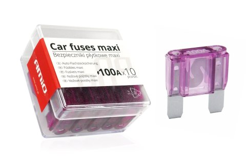 Bezpieczniki samochodowe maxi pudełko 10 szt 100a amio-02330 Bezpieczniki samochodowe maxi pudełko 10 szt 100a amio-02330