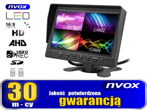 Monitor samochodowy lcd 7cali ahd 4pin z funkcją rejestratora 12v 24v Monitor samochodowy lcd 7cali ahd 4pin z funkcją rejestratora 12v 24v