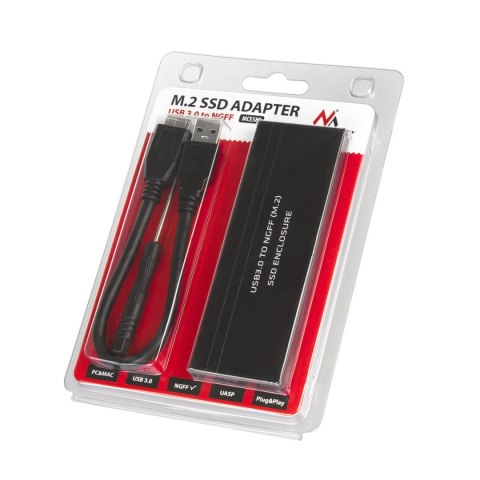 Obudowa dysku Maclean, SSD M.2, NGFF, USB 3.0, rozmiary 2230/2240/2260/2280, aluminiowa obudowa, MCE582 Obudowa dysku Maclean, SSD M.2, NGFF, USB 3.0, rozmiary 2230/2240/2260/2280, aluminiowa obudowa, MCE582