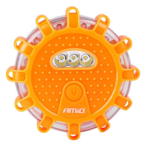 Lampa ostrzegawcza awaryjna z funkcją latarki 3xaaa ip65 12smd + 3smd amio-02499