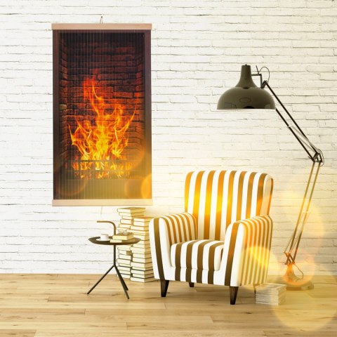Grzejnik na podczerwień - giętki panel grzewczy 430W TRIO wzór 1 kominek, wymiary 100x57cm z regulatorem Grzejnik na podczerwień - giętki panel grzewczy 430W TRIO wzór 1 kominek, wymiary 100x57cm z regulatorem
