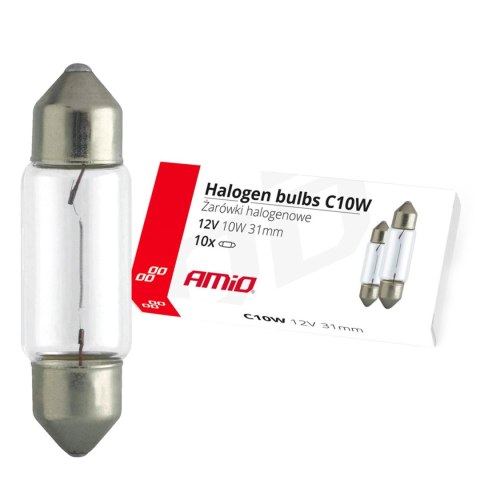 Żarówki halogenowe c10w festoon 31mm 12v 10 szt. amio-02555 Żarówki halogenowe c10w festoon 31mm 12v 10 szt. amio-02555