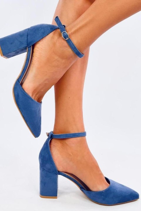 Czółenka na słupku zapinane na kostkę POZZI DENIM BLUE - Inello Inello Czółenka na słupku zapinane na kostkę POZZI DENIM BLUE - Inello Inello
