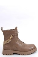 KB9393 Botki glany z łańcuszkami TOKIO KHAKI - Inello Inello