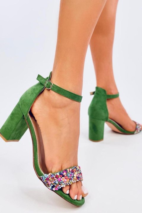 Sandałki na obcasie z kamieniami VALENTINE GREEN - Inello Inello Sandałki na obcasie z kamieniami VALENTINE GREEN - Inello Inello