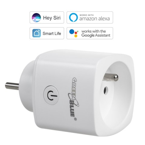 Zdalnie sterowane gniazdko WiFi GreenBlue, Android/iOS/Alexa/Google Home, zuż. energii, timer, max 3680W, typ E, GB720 E Zdalnie sterowane gniazdko WiFi GreenBlue, Android/iOS/Alexa/Google Home, zuż. energii, timer, max 3680W, typ E, GB720 E