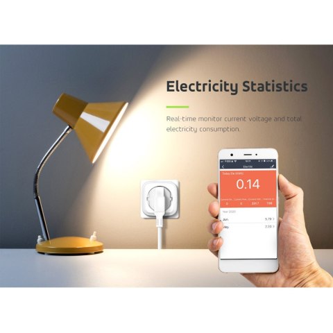 Zdalnie sterowane gniazdko WiFi GreenBlue, Android/iOS/Alexa/Google Home, zuż. energii, timer, max 3680W, typ E, GB720 E Zdalnie sterowane gniazdko WiFi GreenBlue, Android/iOS/Alexa/Google Home, zuż. energii, timer, max 3680W, typ E, GB720 E