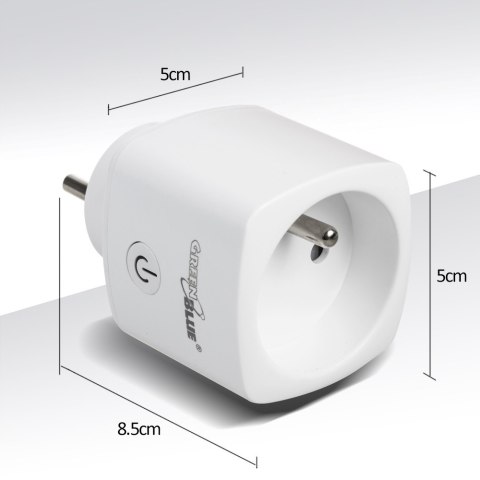 Zdalnie sterowane gniazdko WiFi GreenBlue, Android/iOS/Alexa/Google Home, zuż. energii, timer, max 3680W, typ E, GB720 E Zdalnie sterowane gniazdko WiFi GreenBlue, Android/iOS/Alexa/Google Home, zuż. energii, timer, max 3680W, typ E, GB720 E