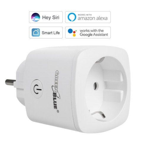 Zdalnie sterowane gniazdko WiFi GreenBlue, Android/iOS/Alexa/Google Home, zuż. energii, timer, max 3680W, typ F, GB720 F Zdalnie sterowane gniazdko WiFi GreenBlue, Android/iOS/Alexa/Google Home, zuż. energii, timer, max 3680W, typ F, GB720 F