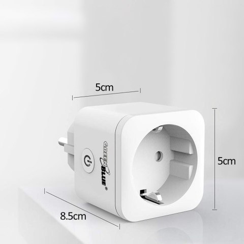 Zdalnie sterowane gniazdko WiFi GreenBlue, Android/iOS/Alexa/Google Home, zuż. energii, timer, max 3680W, typ F, GB720 F Zdalnie sterowane gniazdko WiFi GreenBlue, Android/iOS/Alexa/Google Home, zuż. energii, timer, max 3680W, typ F, GB720 F