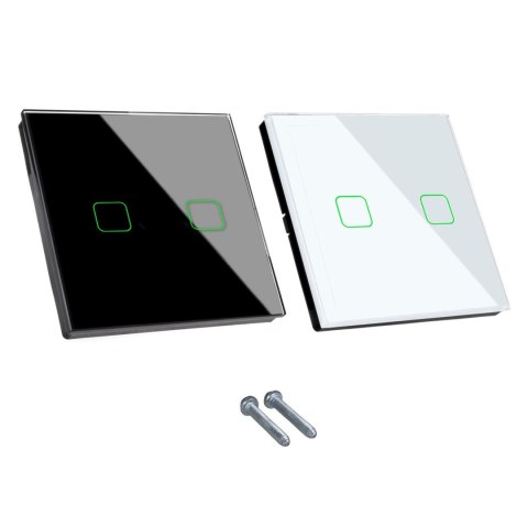 Dotykowy włącznik światła Maclean, podwójny, SMART, Tuya APP, szklany, czarny z kwadratowym podśw. przycisku, 86x86mm, MCE717B Dotykowy włącznik światła Maclean, podwójny, SMART, Tuya APP, szklany, czarny z kwadratowym podśw. przycisku, 86x86mm, MCE717B